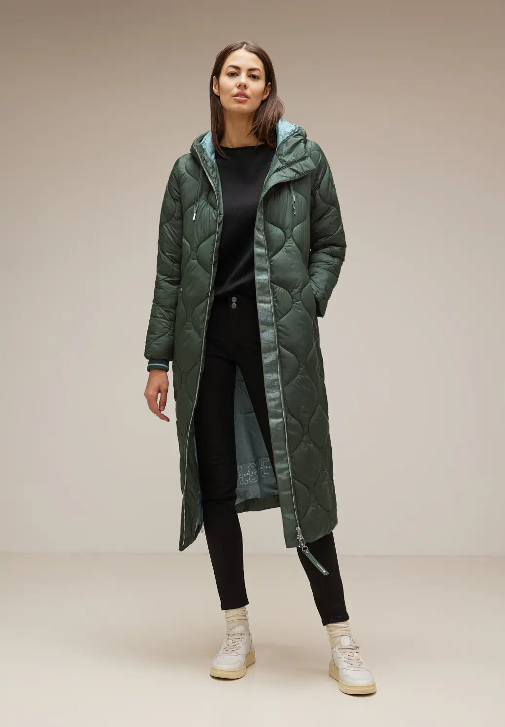 Street One - Long Padded Bottled Quilt Jacket - 201881
