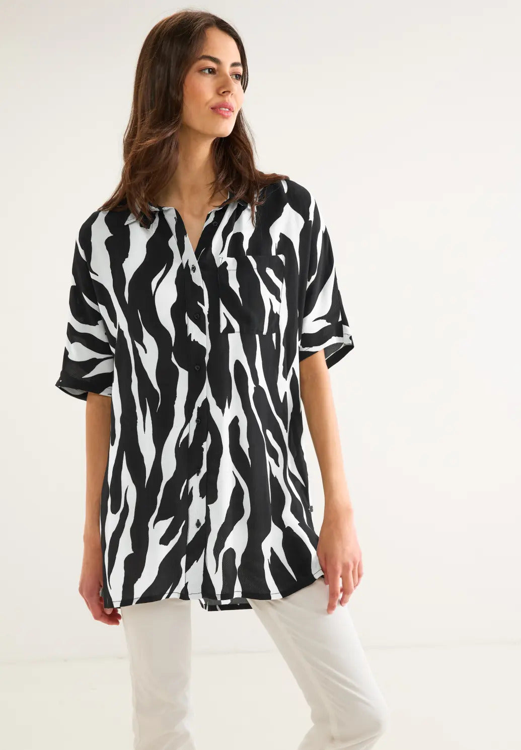 Street One - Zebra print Long Blouse - 343960