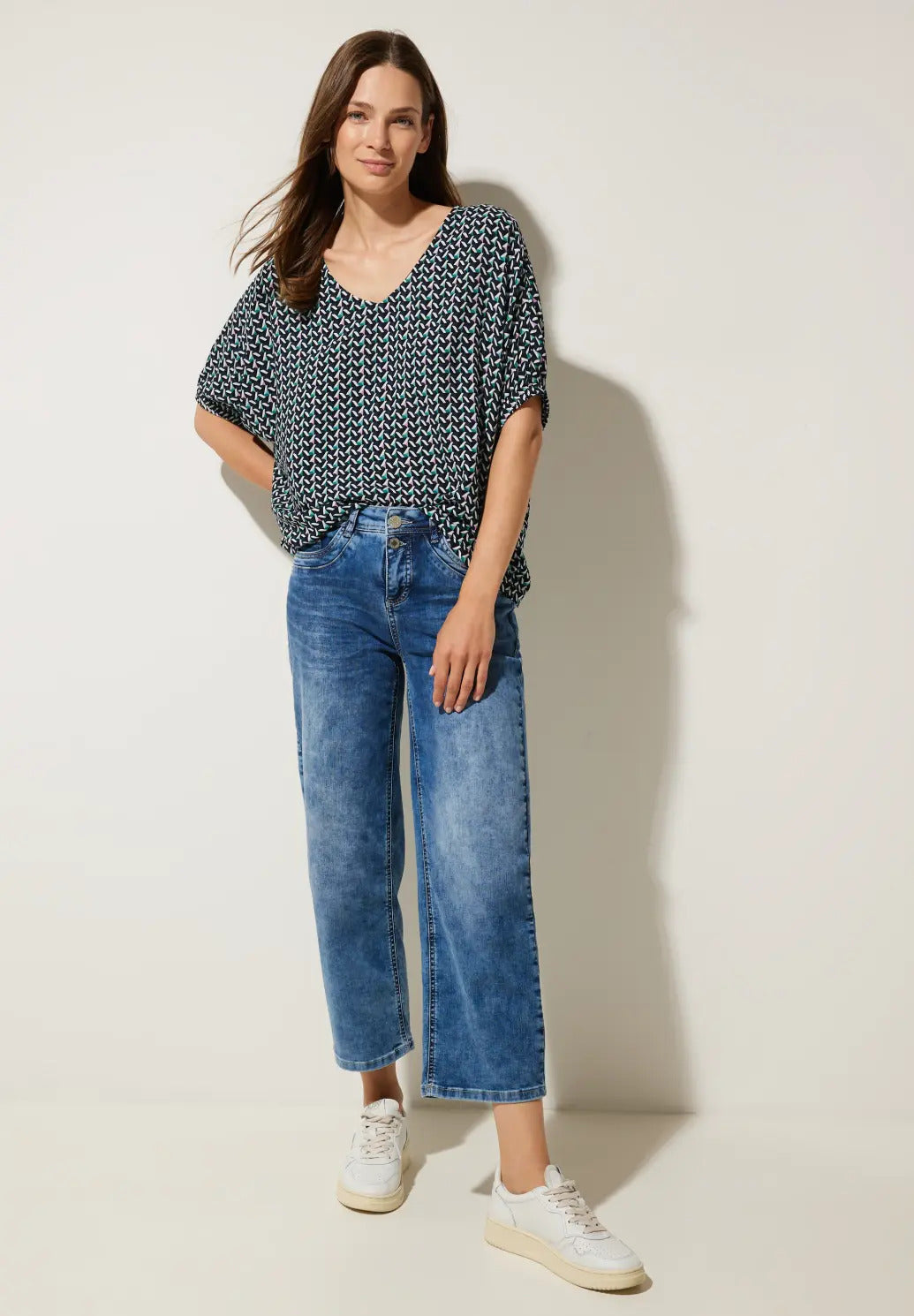 Street One - Printed O-Shape Blouse - 344099