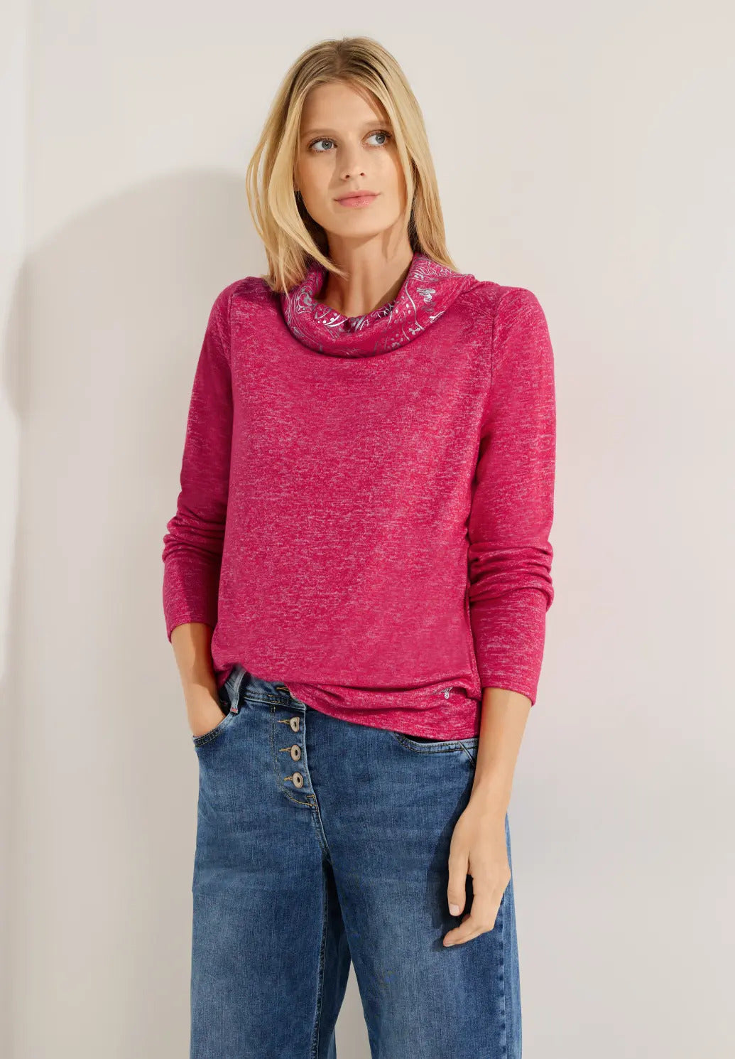 Cecil - Cosy Shirt with Foil Collar - 320550