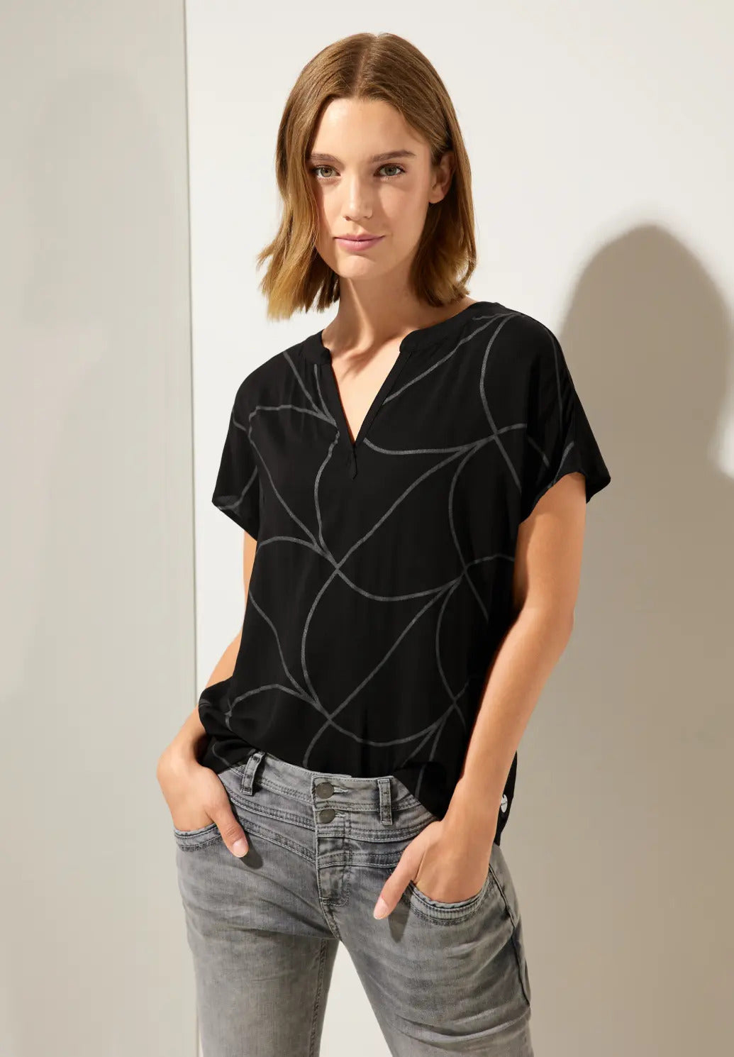 Street One - Shirt Blouse Split Neck - 344087