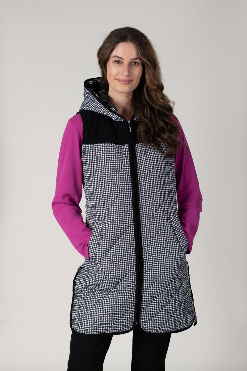 Jessica Graaf - Houndstooth Printed Long Gilet - 26046
