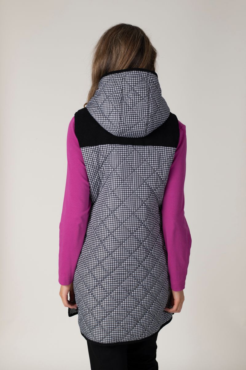 Jessica Graaf - Houndstooth Printed Long Gilet - 26046