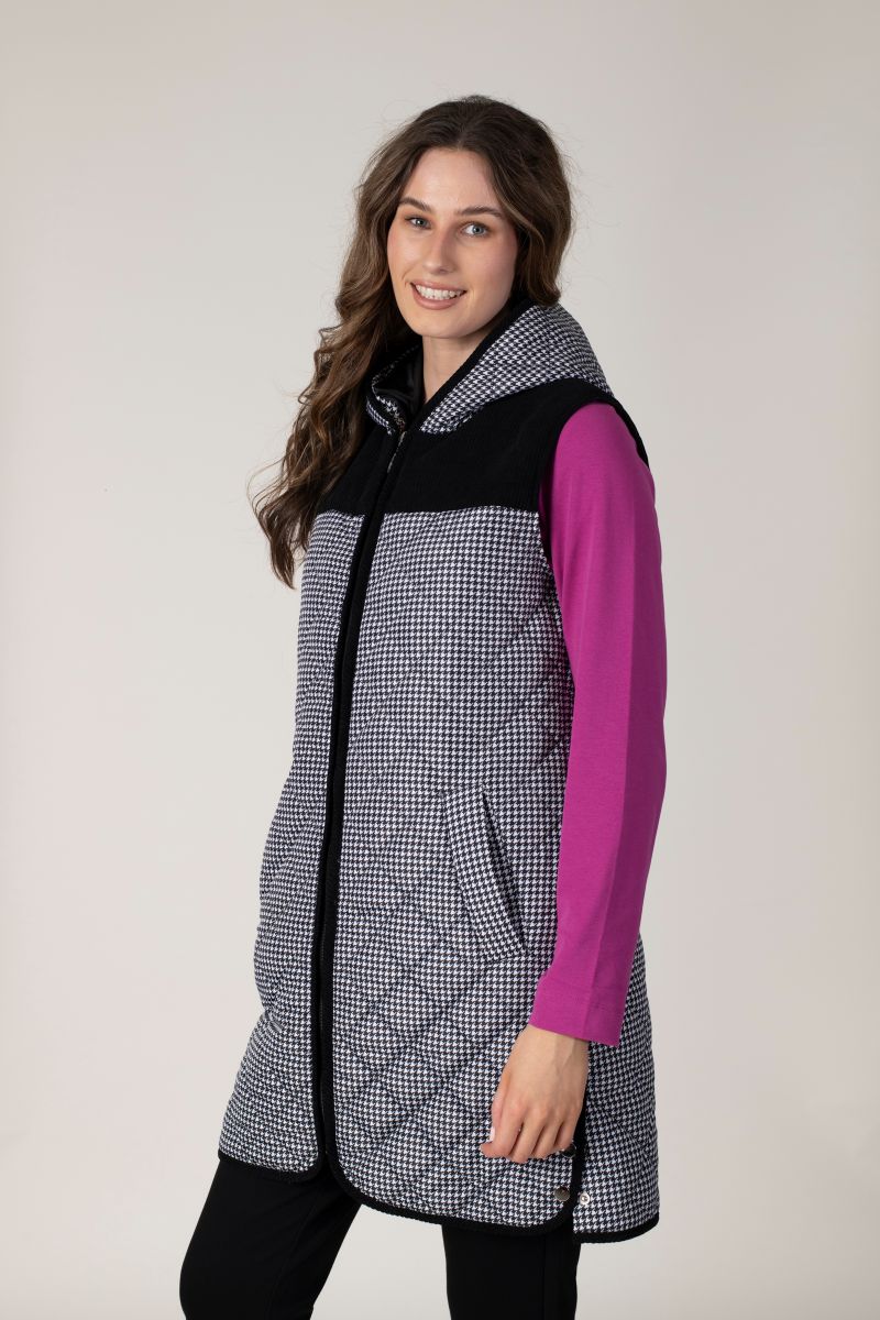 Jessica Graaf - Houndstooth Printed Long Gilet - 26046