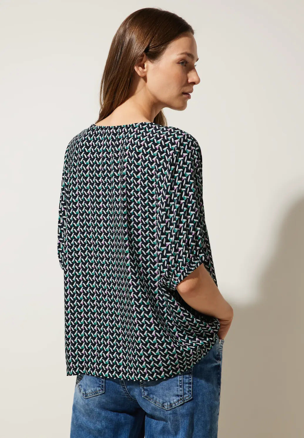 Street One - Printed O-Shape Blouse - 344099