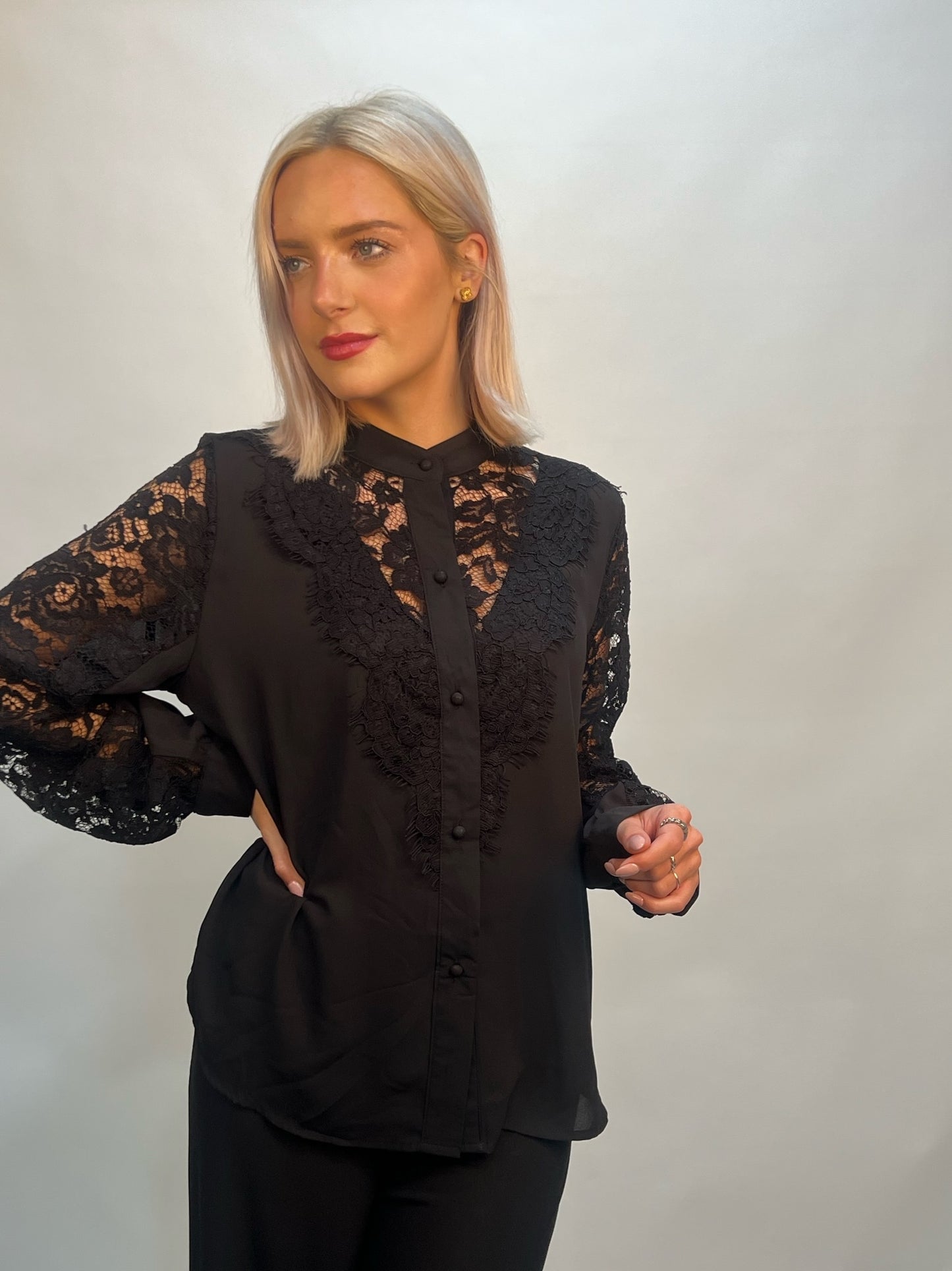 Lipstick - Lace detail Shirt - M2218