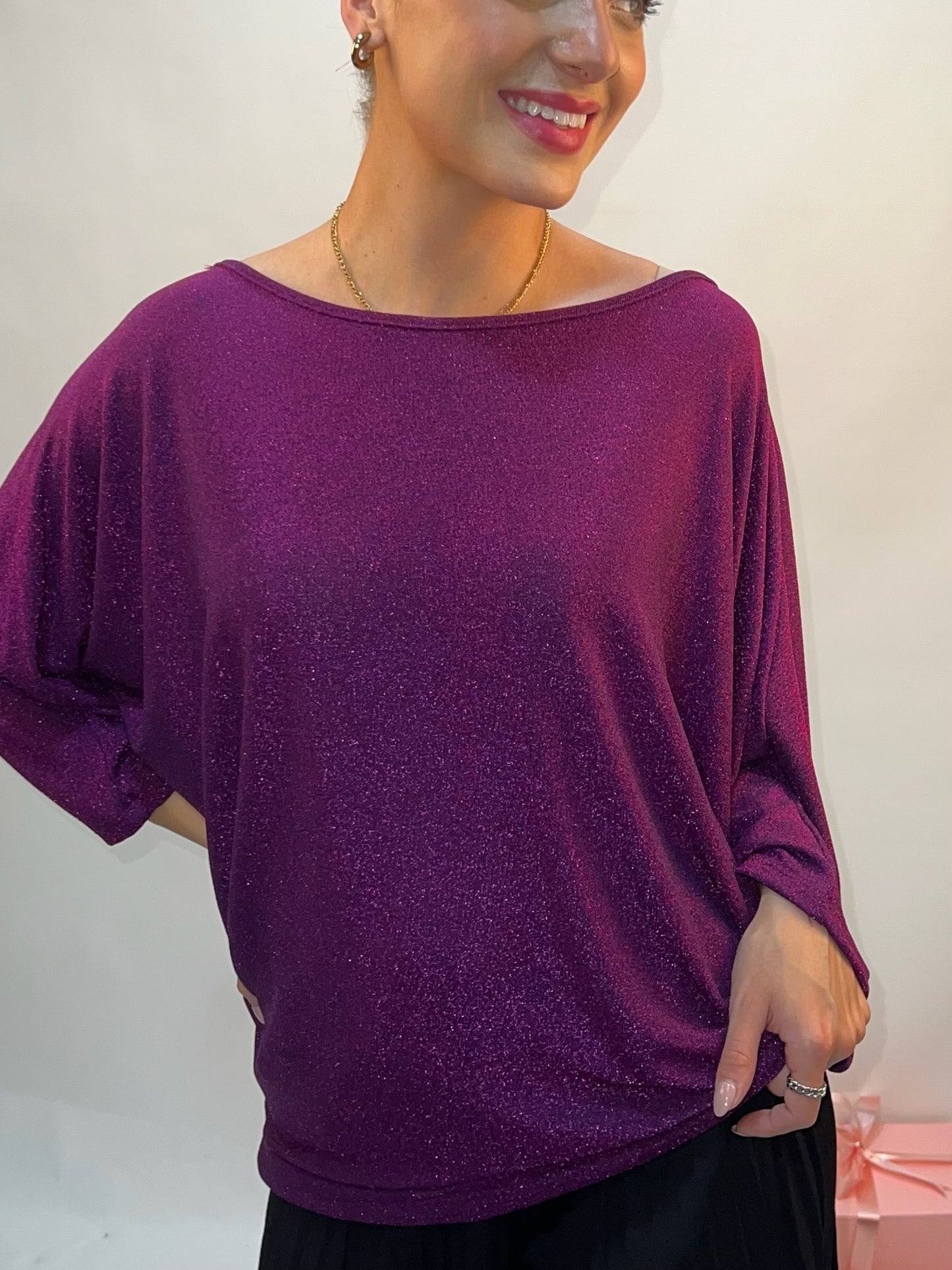 Lipstick - Batwing Lurex Top - 1511JDYS