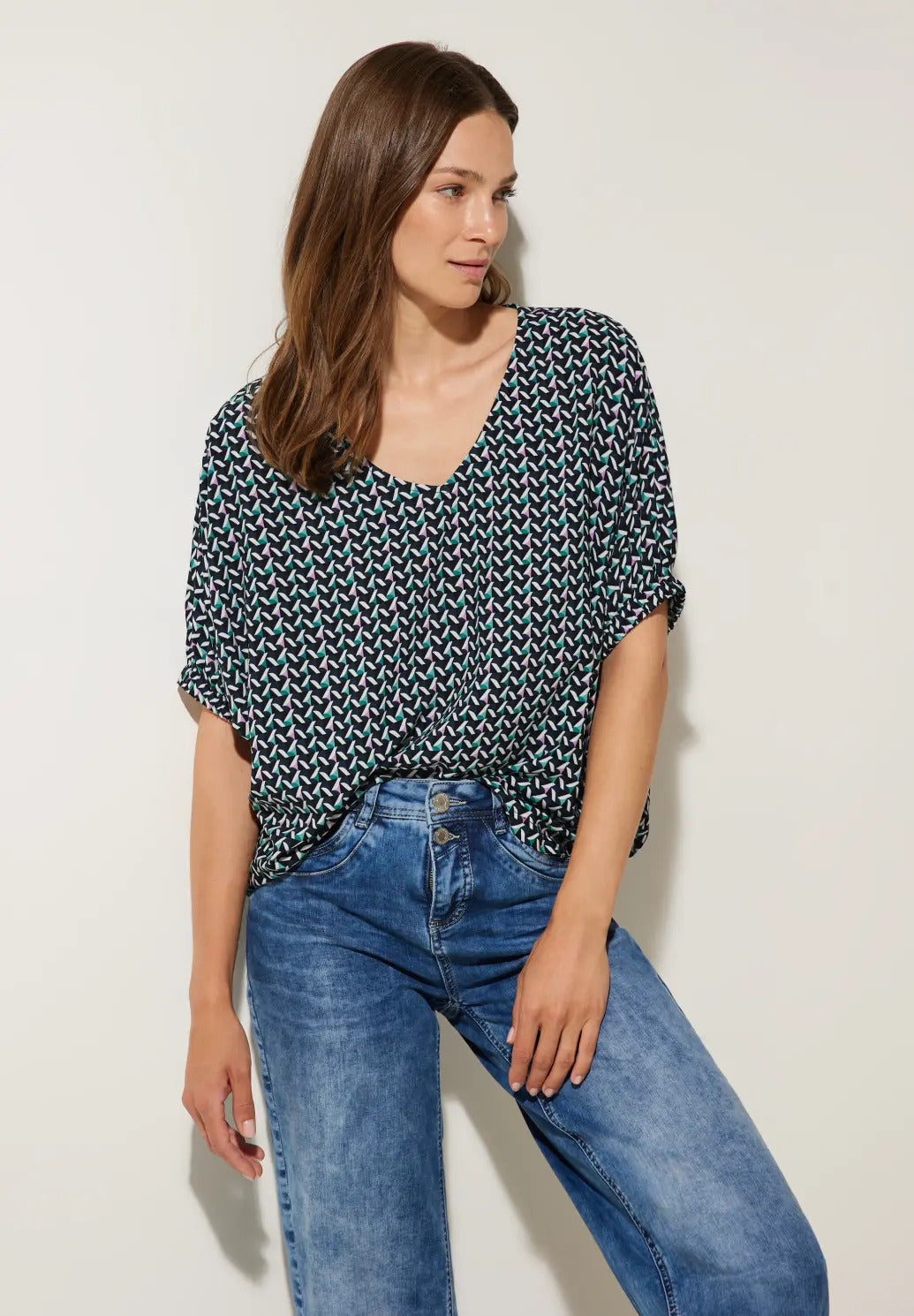 Street One - Printed O-Shape Blouse - 344099