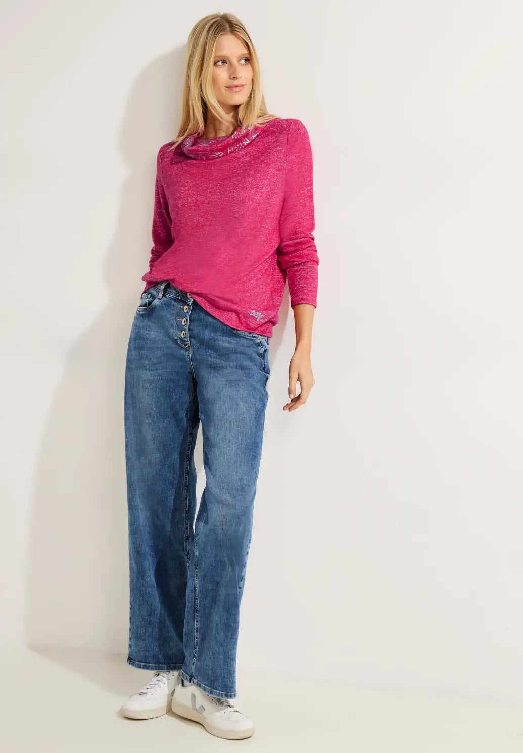 Cecil - Cosy Shirt with Foil Collar - 320550