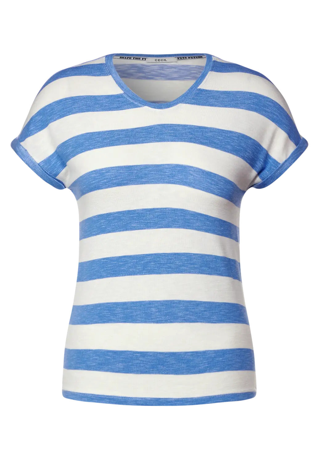 Cecil - Melange T-Shirt with Stripes - 319644