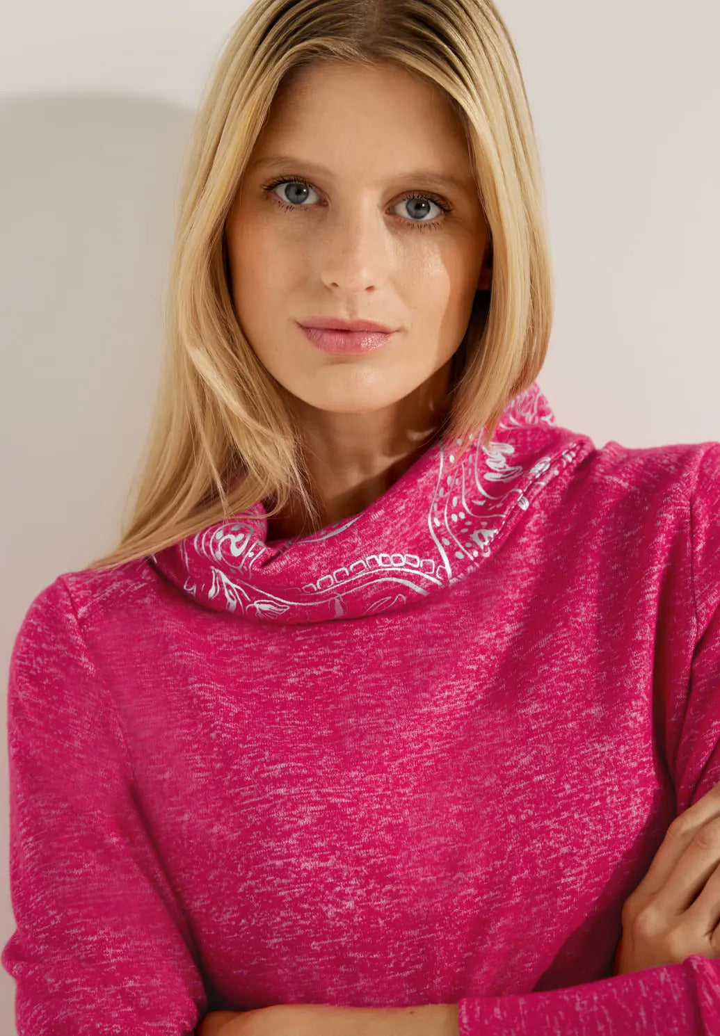 Cecil - Cosy Shirt with Foil Collar - 320550