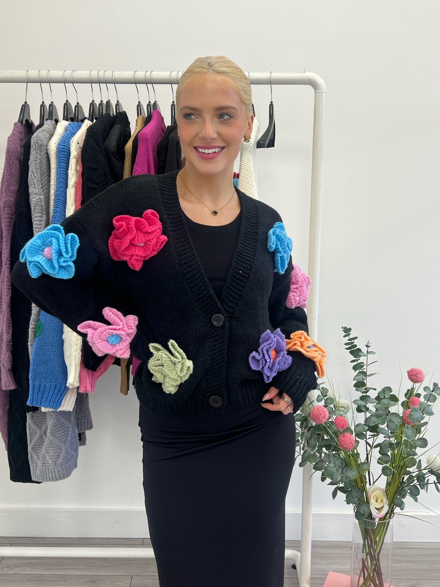 Lipstick - Knit Cardigan with Flower - ZM20001
