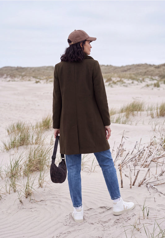 Cecil - Wool revers coat wit fur inlay - Cec 101453