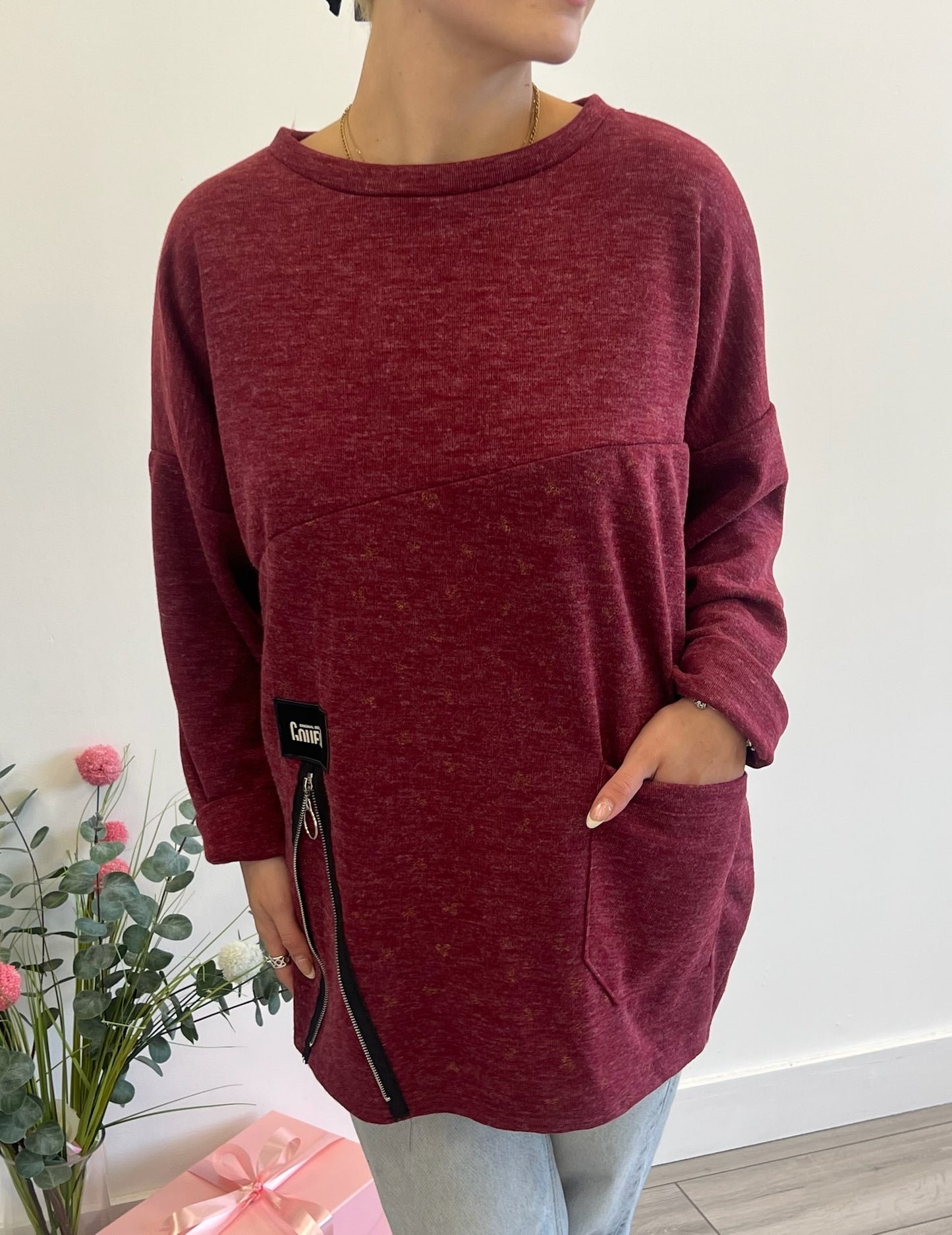 Lipstick - Longsleeved Top with Front Pocket - 12580