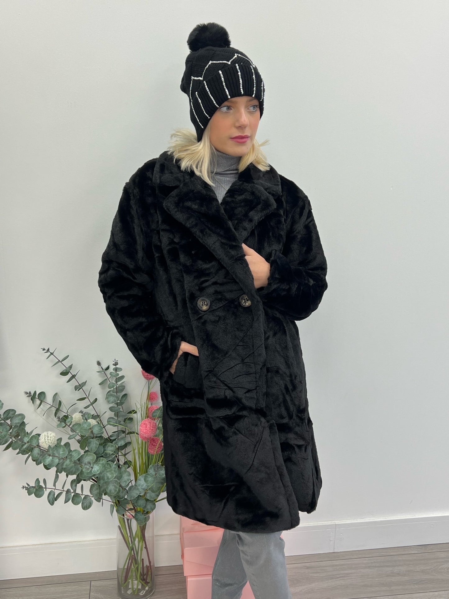 Lipstick - Midi Fur Fluffly Coat - XY73