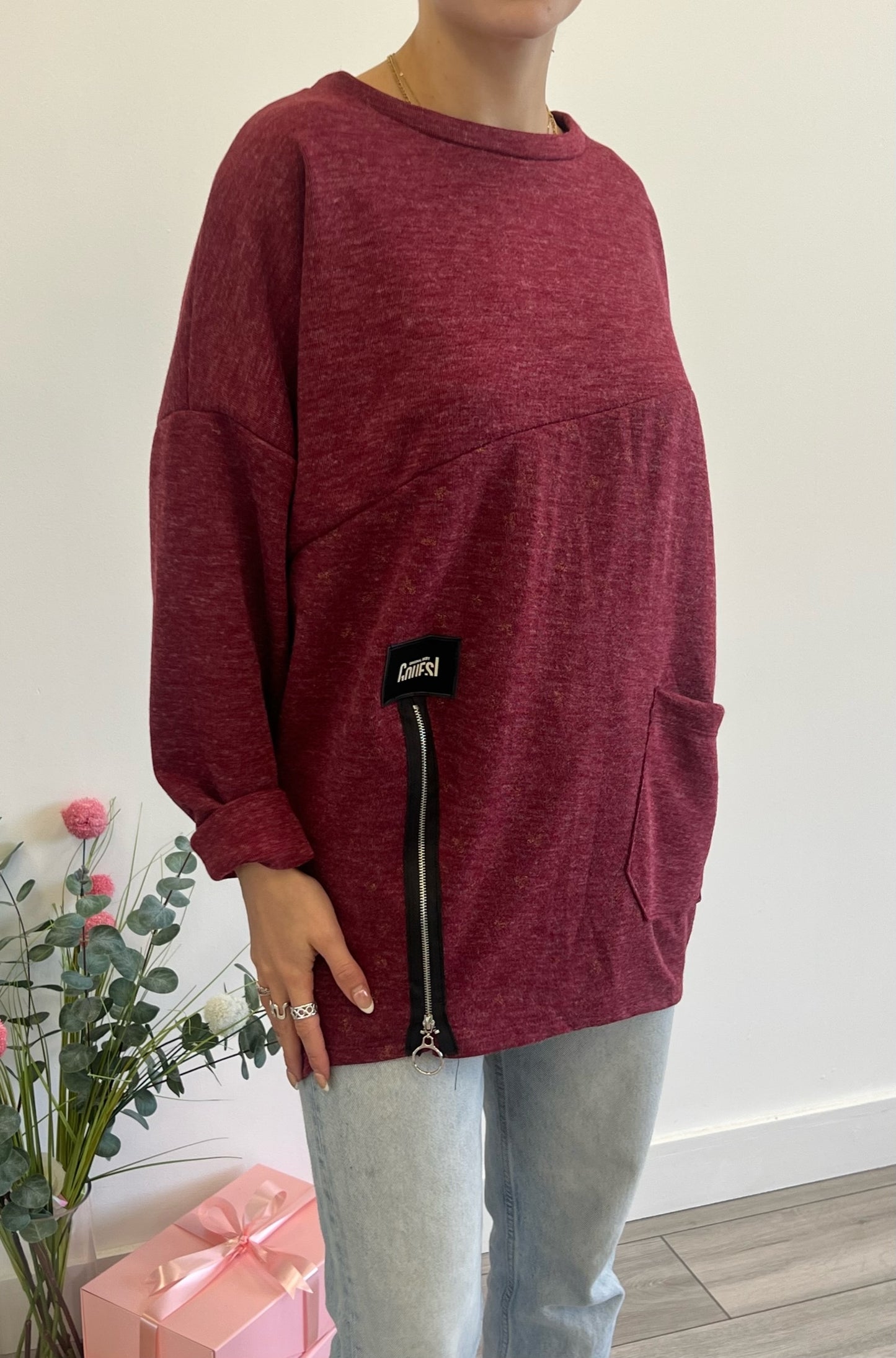 Lipstick - Longsleeved Top with Front Pocket - 12580