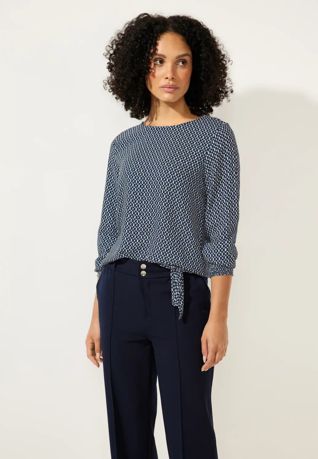 Street One - Printed Blouse with Tie Detail - 344147