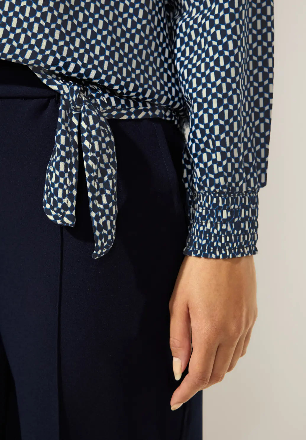 Street One - Printed Blouse with Tie Detail - 344147