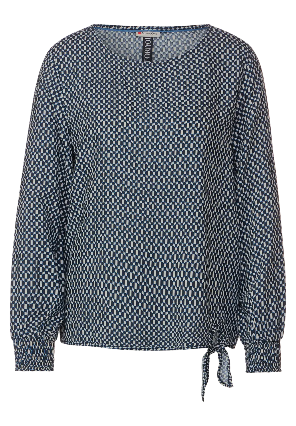 Street One - Printed Blouse with Tie Detail - 344147