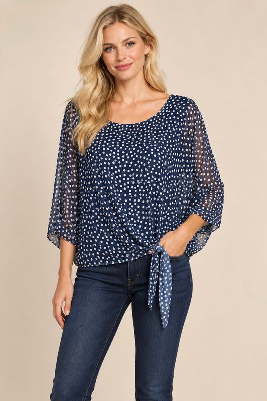 Lamiar - Polka dot tie blouse - Lam 13759yz