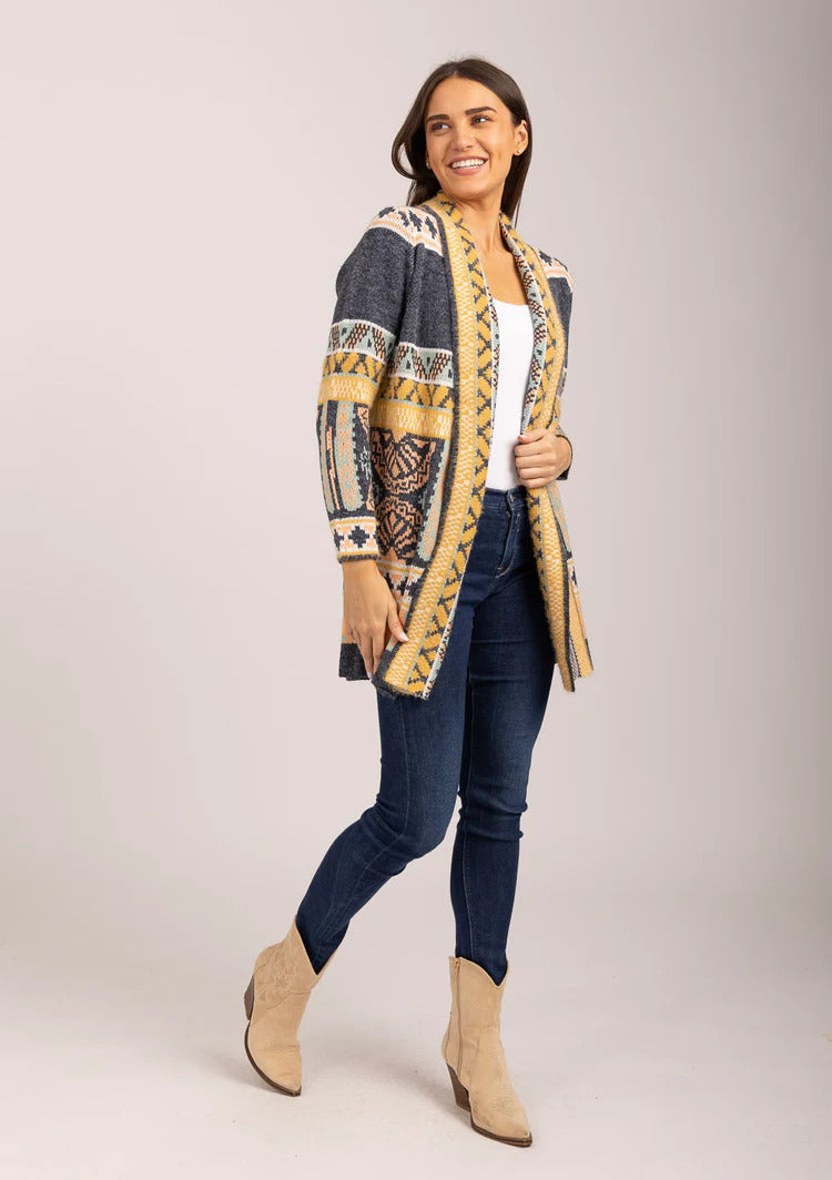 Mudflower - Aztec Knit Cardigan - 963