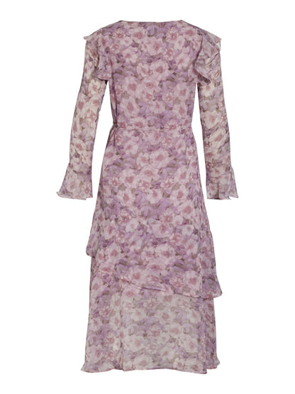 Vila - Ariva Long-sleeved Frill Midi Dress - 14102975