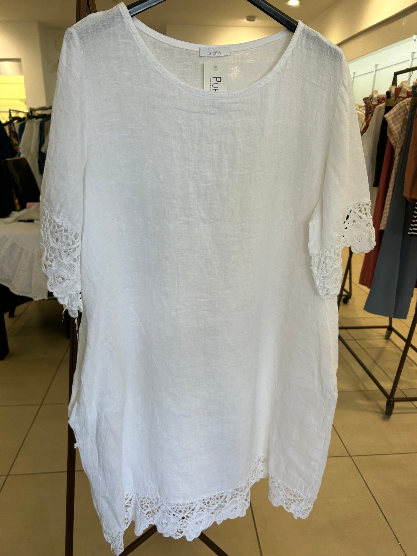 Lipstick - Lace End Linen Tunic - 5508