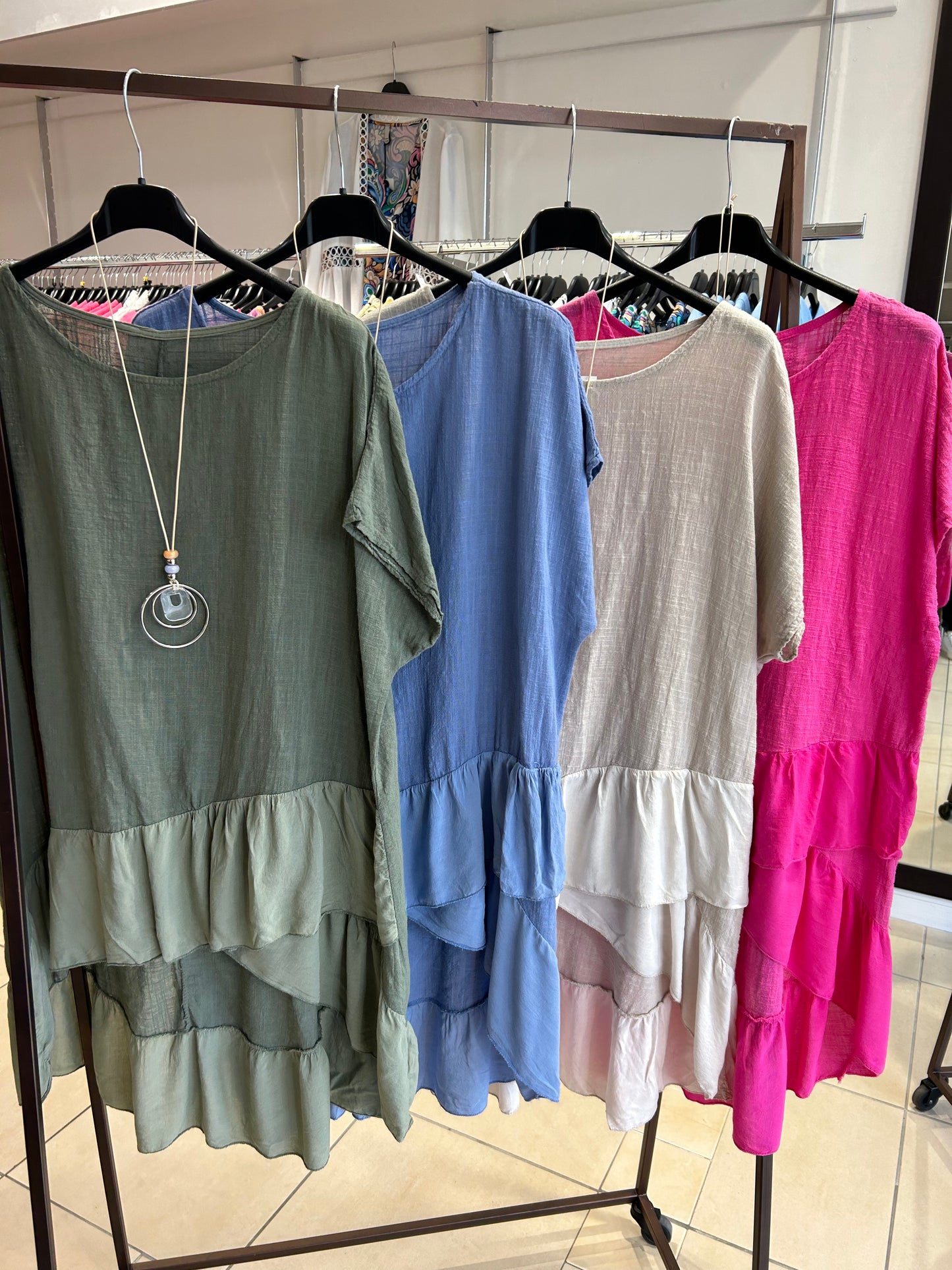 Lipstick - Short Sleeved Linen Tunic - 22853