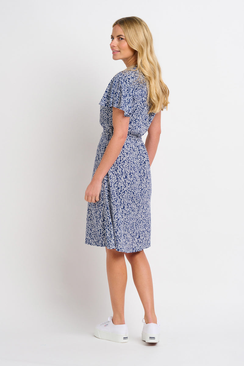 Brakeburn - Floral Trail Flutter Sleeve Dress - 10107