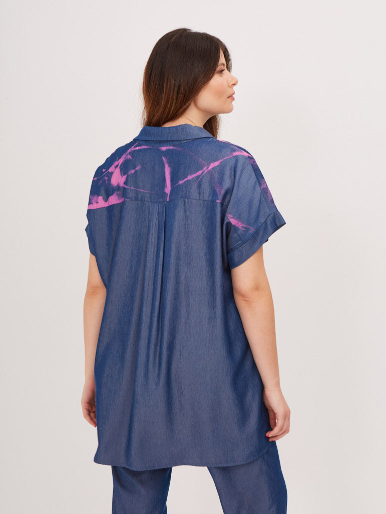 MAT - Print Denim Blouse - 7018