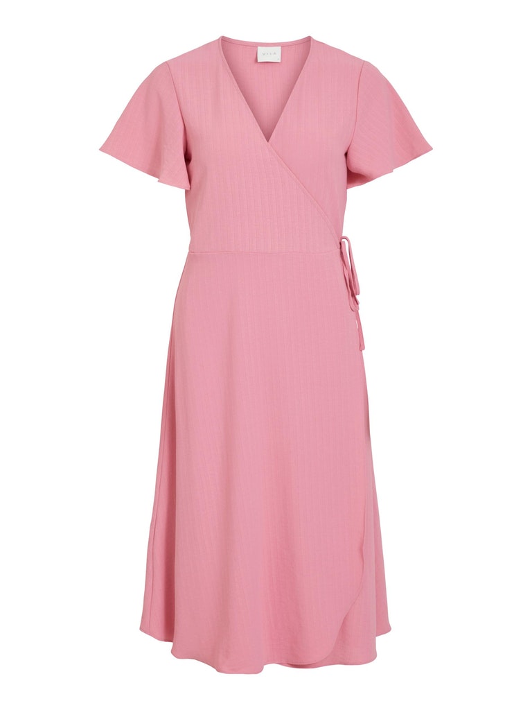 Vila - Short-Sleeved Wrap Midi Dress - 14059666