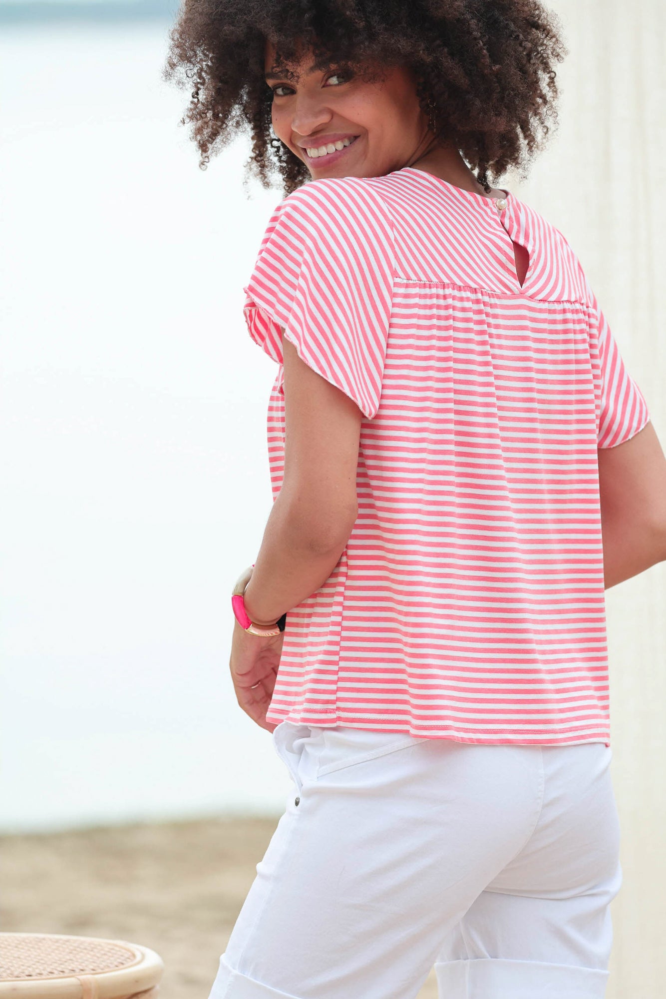 Actuelle - Stripped Round Neck T-Shirt - 24e094