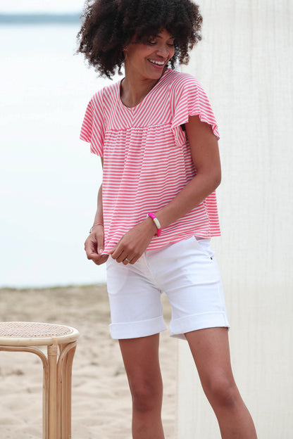 Actuelle - Stripped Round Neck T-Shirt - 24e094