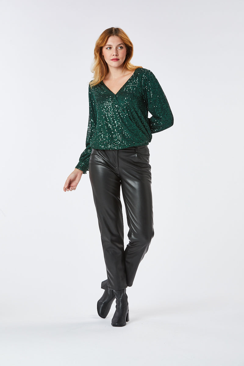 Zibi London - Elsie Sequin Wrap Blouse - 1010205