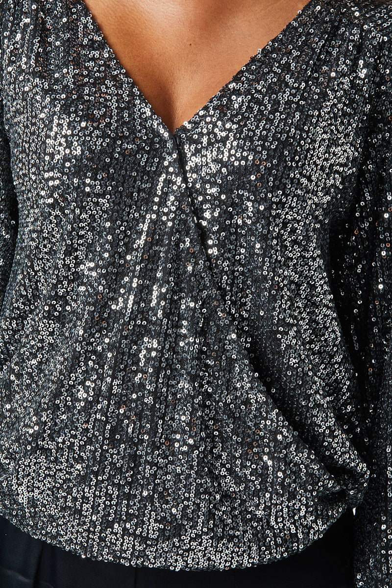 Zibi London - Elsie Sequin Wrap Blouse - 1010205