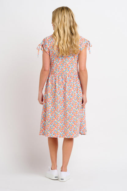 Brakeburn - Whimsical Floral Tie Shoulder Dress - 10127