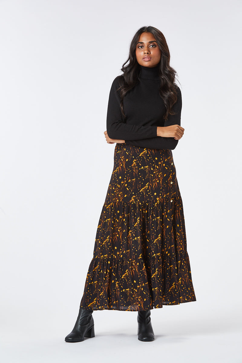 Zibi London - Lidy Buttoned Mid-Lenght Skirt - 1030501