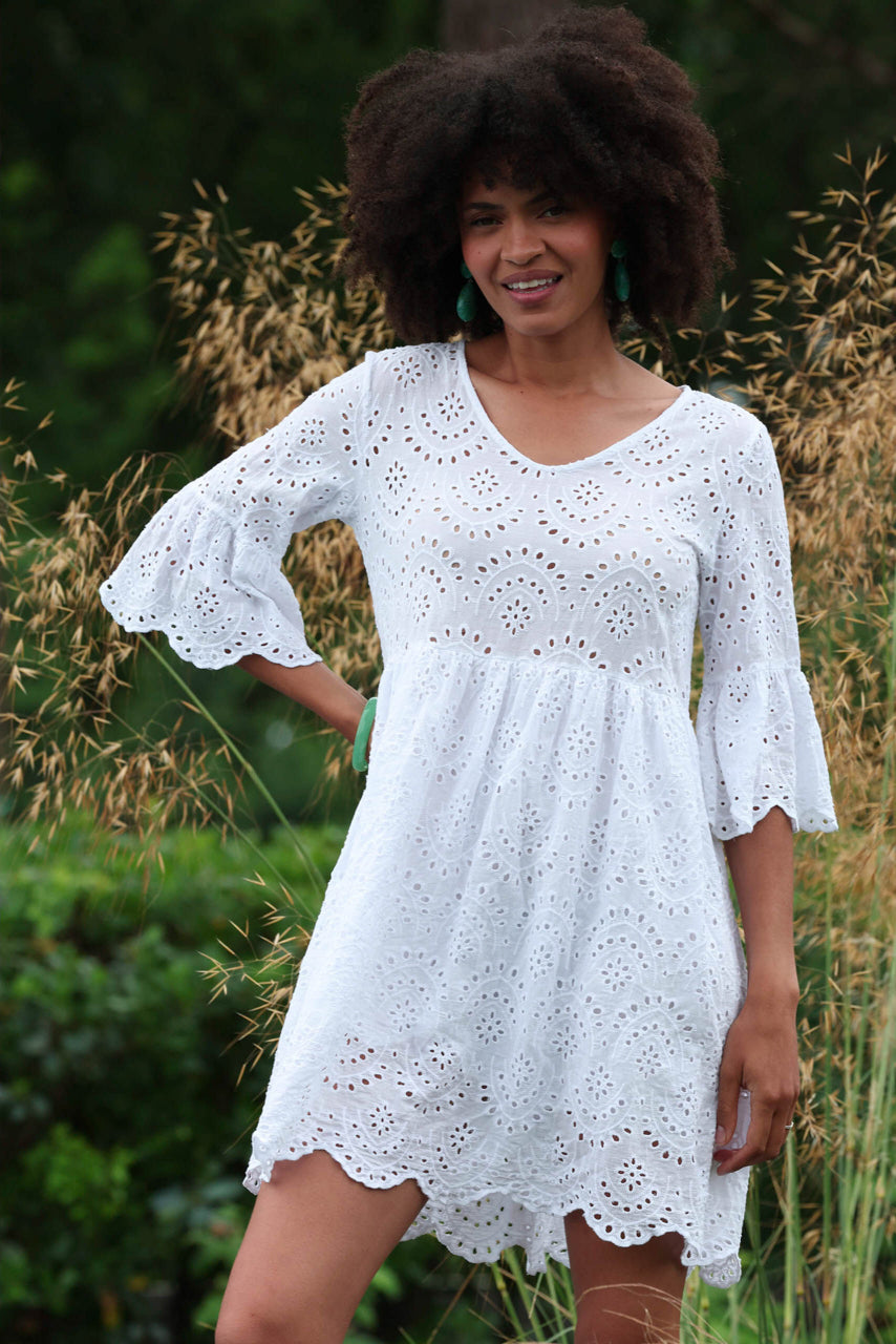 Actuelle - V-Neck Embroidered Dress - 24e141