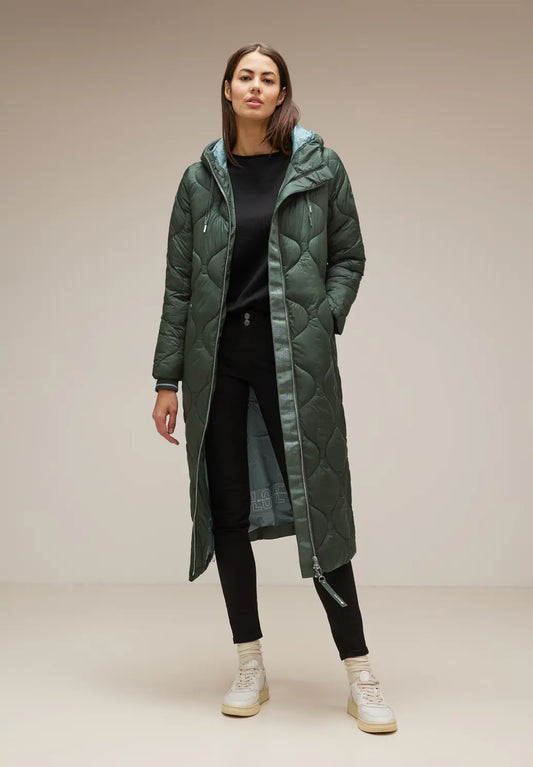 Street One - Long Padded Bottled Quilt Jacket - 201881