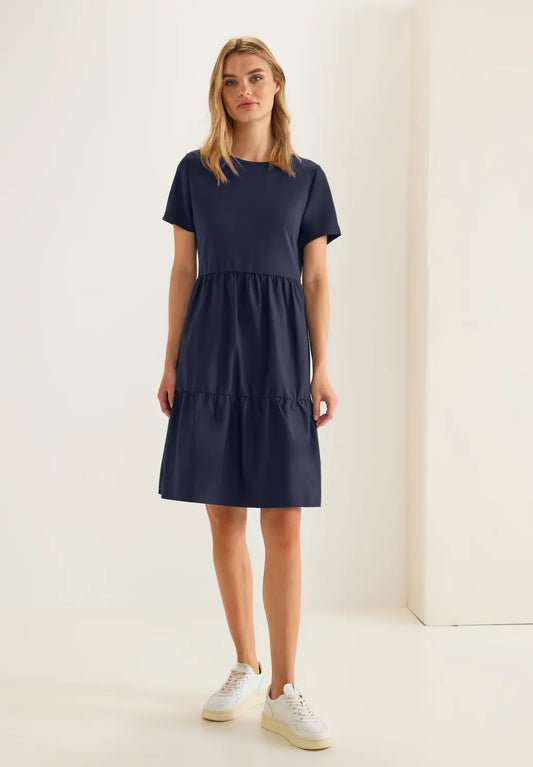 Street One - Material Mix Dress with Flounce - 143565