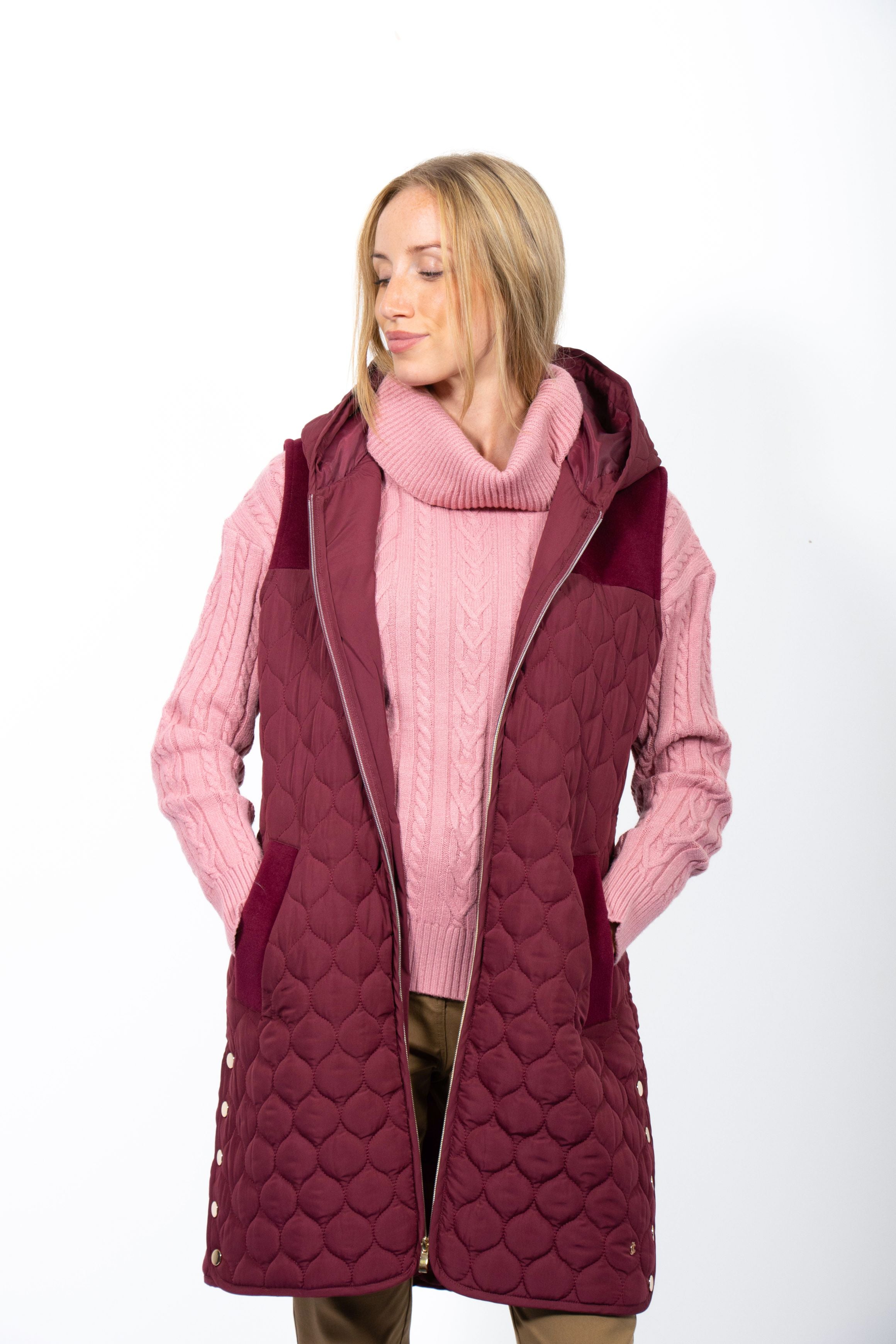 Jessica Graaf - Quilted Hooded Long Gilet - 26010 – Lipstick Clothing ...