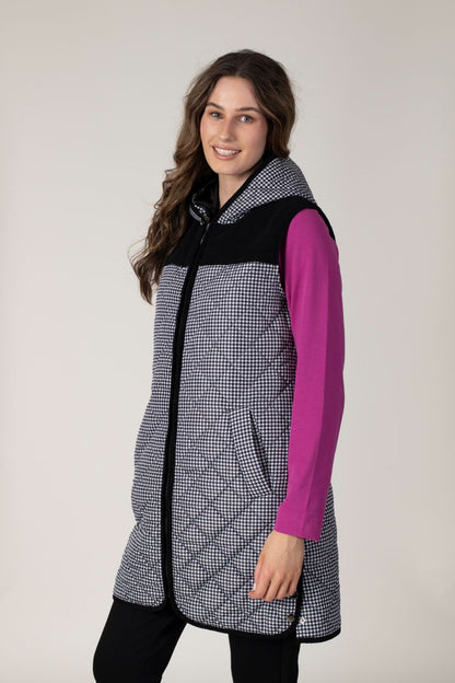 Jessica Graaf - Houndstooth Printed Long Gilet - 26046