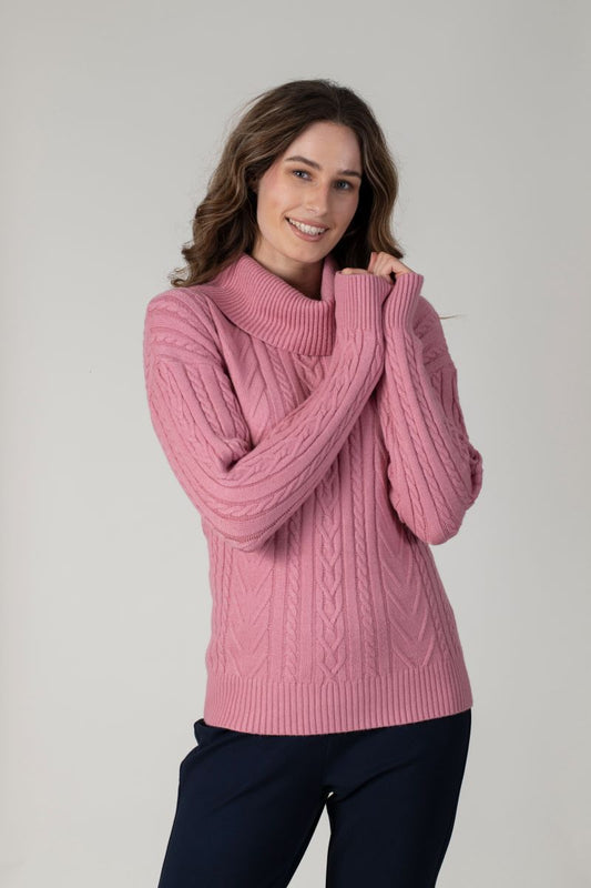 Jessica Graaf - Cowl Neck Cable Knited Sweater - 26615