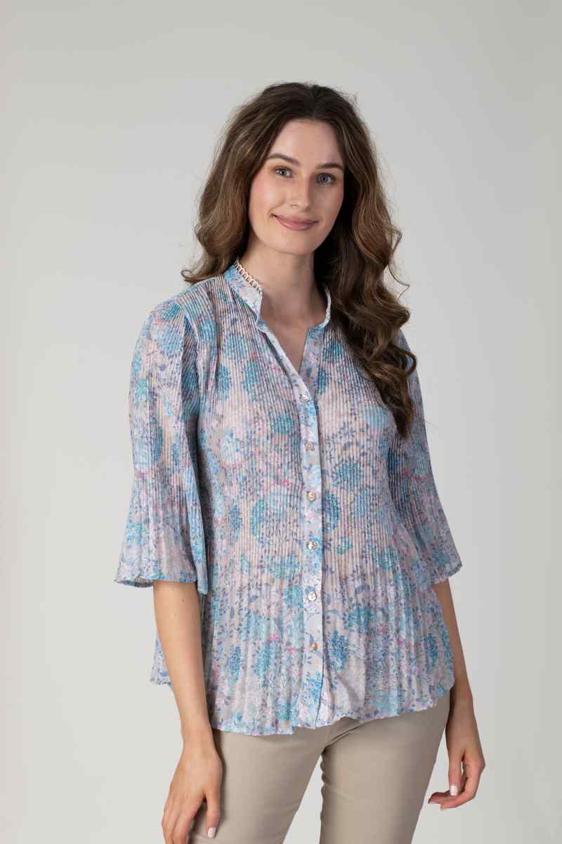 Jessica Graaf - Pleated Button Printed Blouse - 27904
