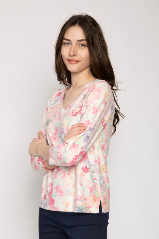 Jessica Graaf - V-Neck Floral Printed Knitwear - 27989
