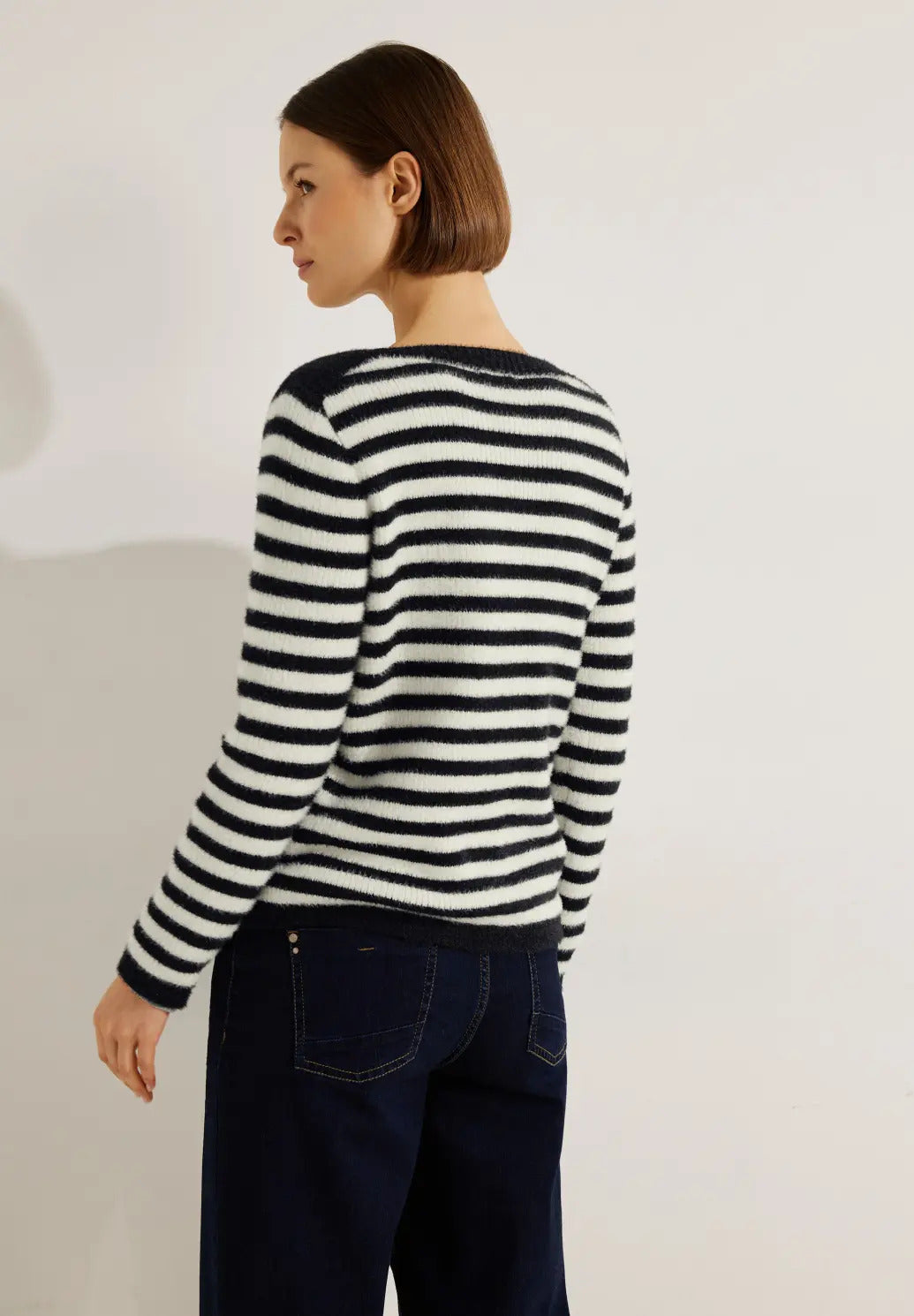 Cecil - Stripe Feather Yarn Pullover - 302608