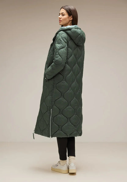 Street One - Long Padded Bottled Quilt Jacket - 201881