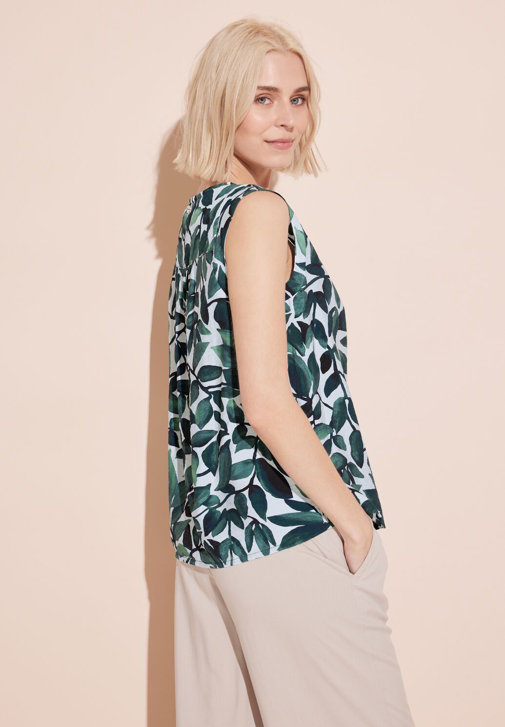 Street One - Printed V-Neck Blouse - 344754