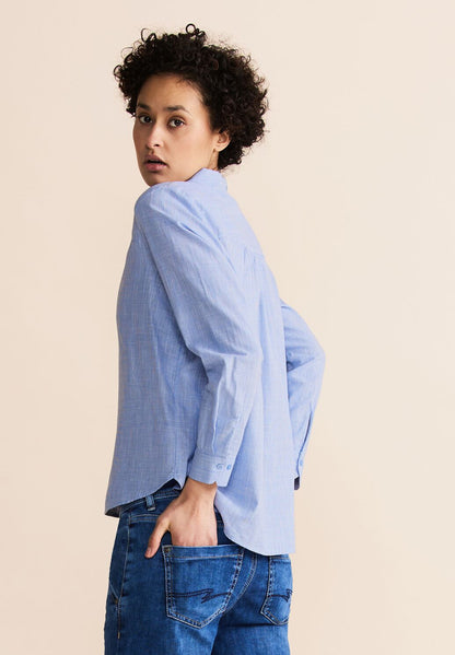 Street One - Chambray Shirt Collared Blouse - 344436