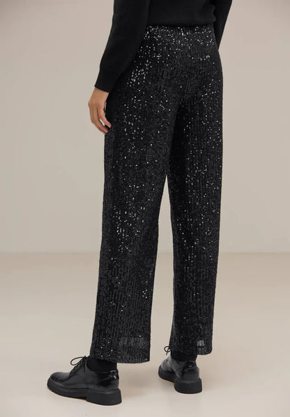 Street One - Straight Leg Sequin Trousers - 377030